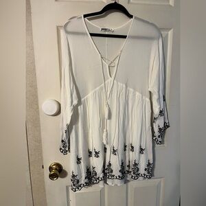 White Tunic with Black Embroidery